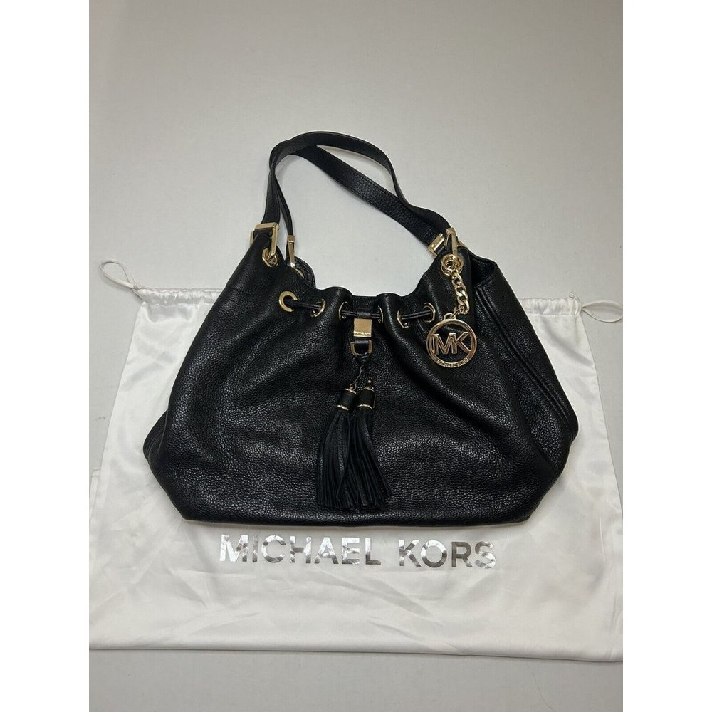 Michael Kors Camden Pebbled Leather 2 Handle Purse With Tassels and Dust Bag